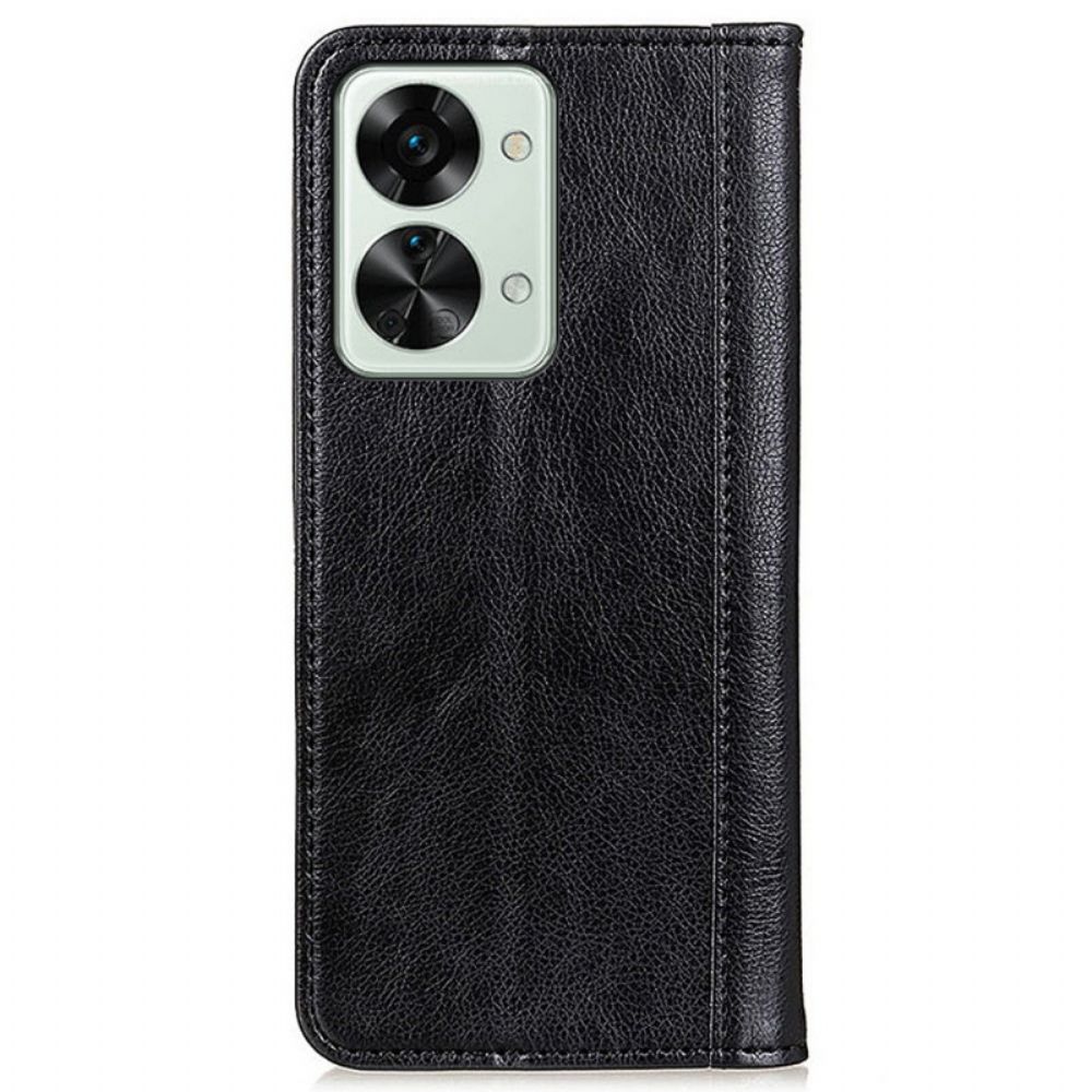 Flip Case voor OnePlus Nord 2T 5G Gespleten Leer