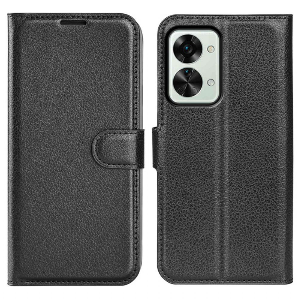 Flip Case voor OnePlus Nord 2T 5G Klassiek Litchi Kunstleer