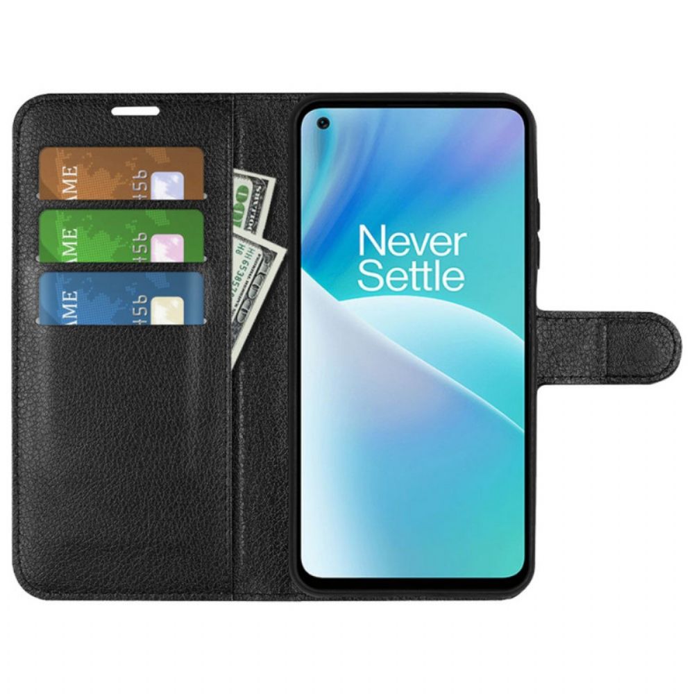 Flip Case voor OnePlus Nord 2T 5G Klassiek Litchi Kunstleer