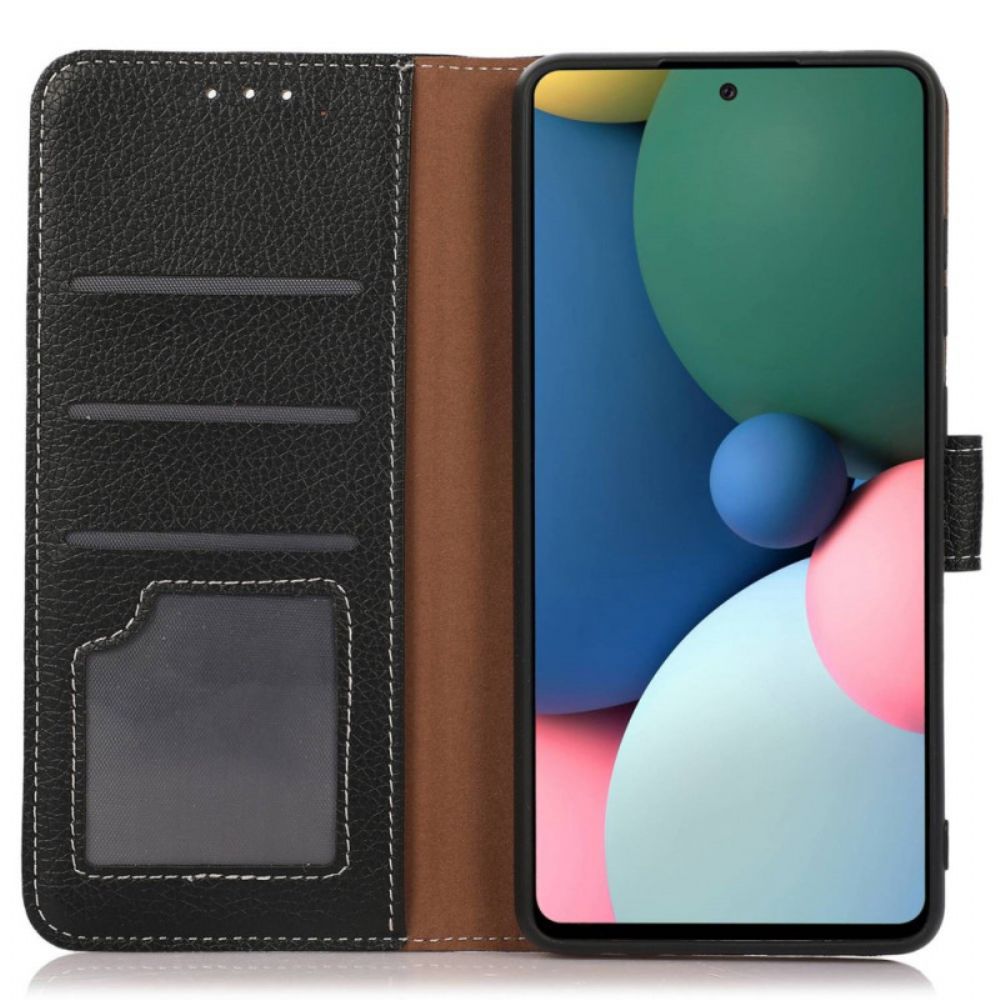 Flip Case voor OnePlus Nord 2T 5G Litchi Kunstleer En Stiksels