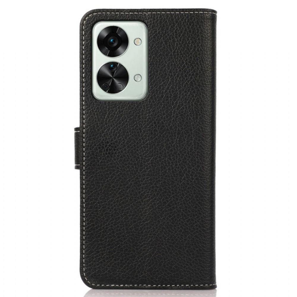 Flip Case voor OnePlus Nord 2T 5G Litchi Kunstleer En Stiksels