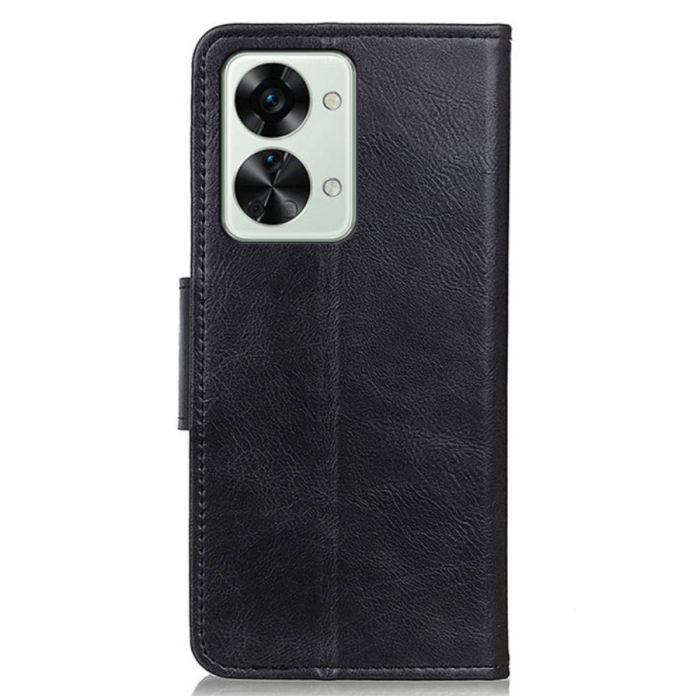 Flip Case voor OnePlus Nord 2T 5G Omkeerbare Sluiting In Leerstijl