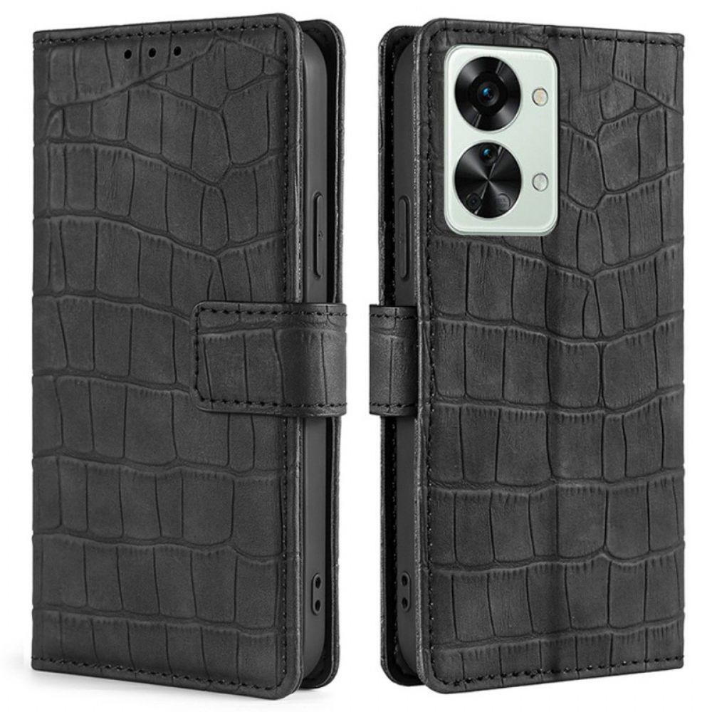 Folio-hoesje voor OnePlus Nord 2T 5G Krokodillenleer Stijl