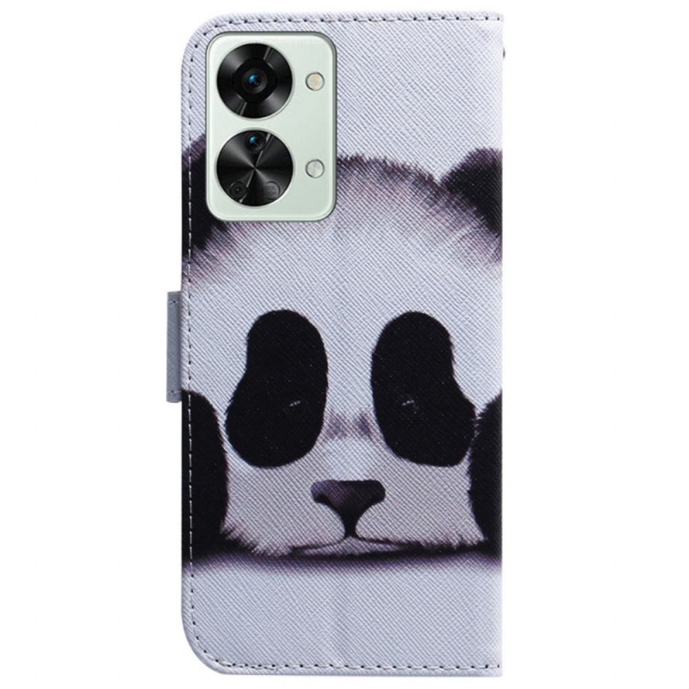 Folio-hoesje voor OnePlus Nord 2T 5G Met Ketting Thong Panda