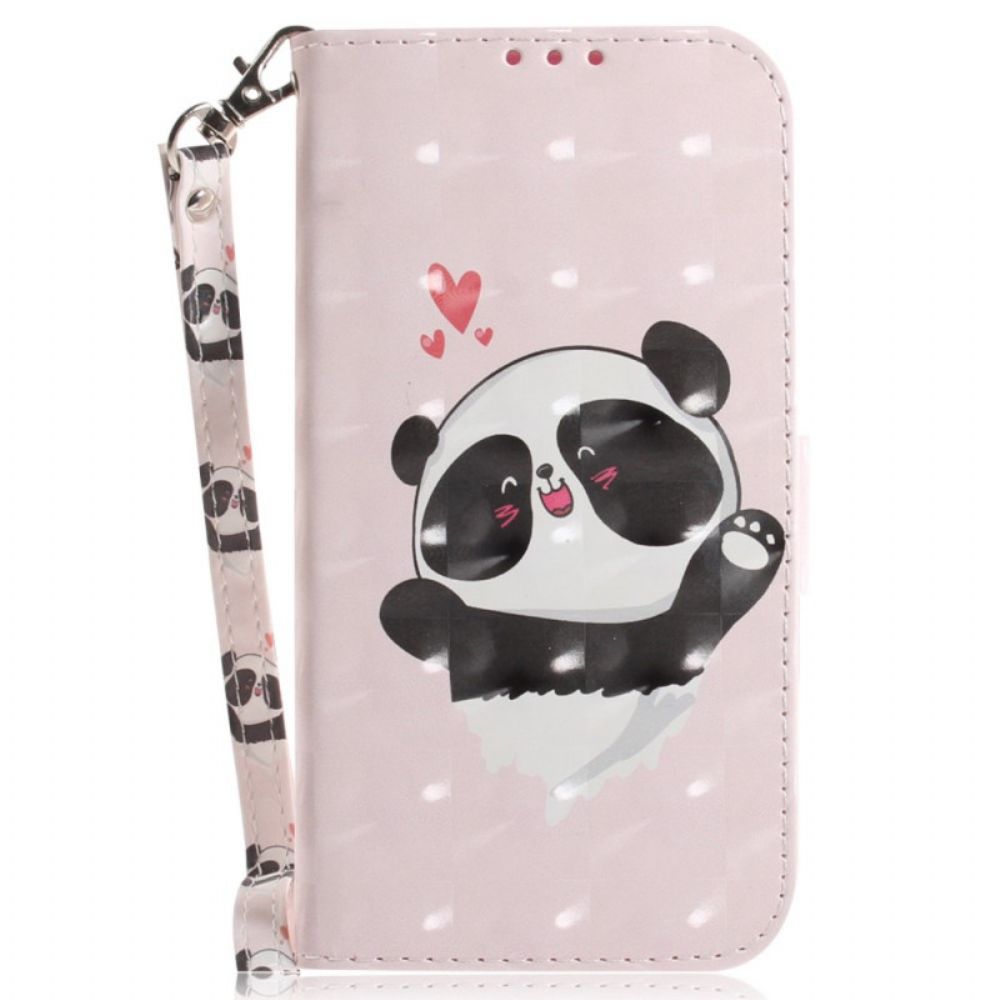 Folio-hoesje voor OnePlus Nord 2T 5G Met Ketting Thong Panda Liefde