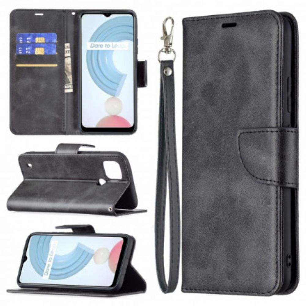 Folio-hoesje voor Realme C21 Flip Case Gladde Schuine Klep