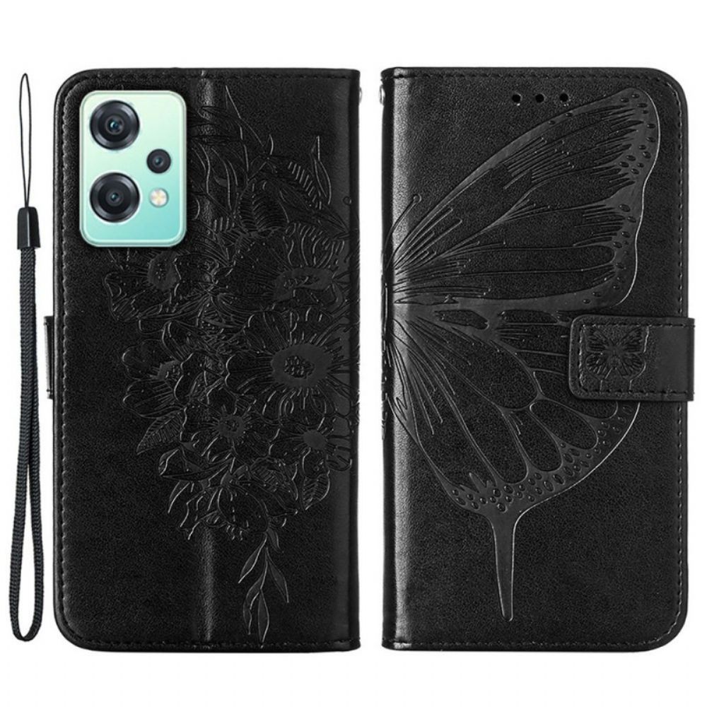 Folio-hoesje voor OnePlus Nord CE 2 Lite 5G Met Ketting Strap Art Vlinder