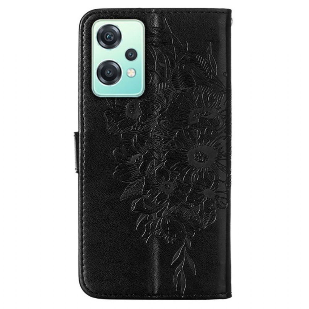 Folio-hoesje voor OnePlus Nord CE 2 Lite 5G Met Ketting Strap Art Vlinder