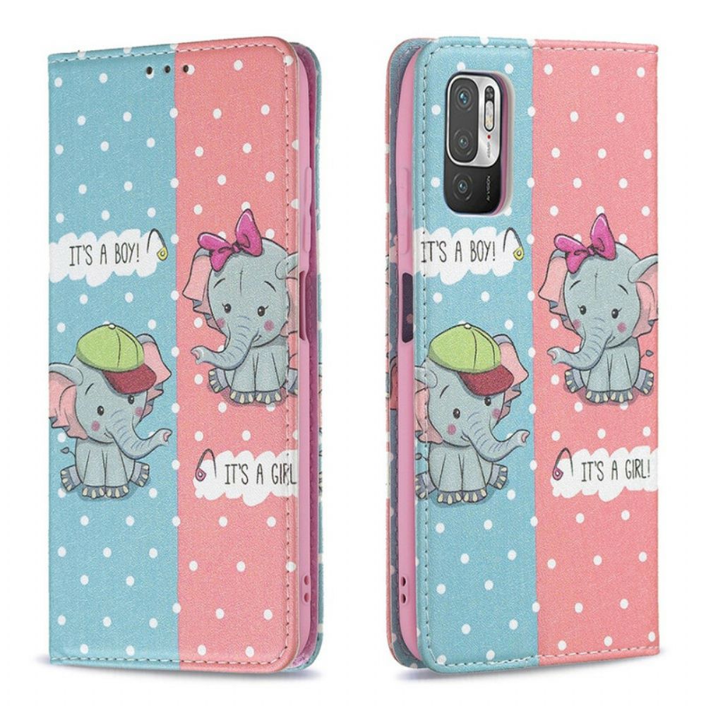 Bescherming Hoesje voor Xiaomi Redmi Note 10 5G / Poco M3 Pro 5G Folio-hoesje Babyolifanten