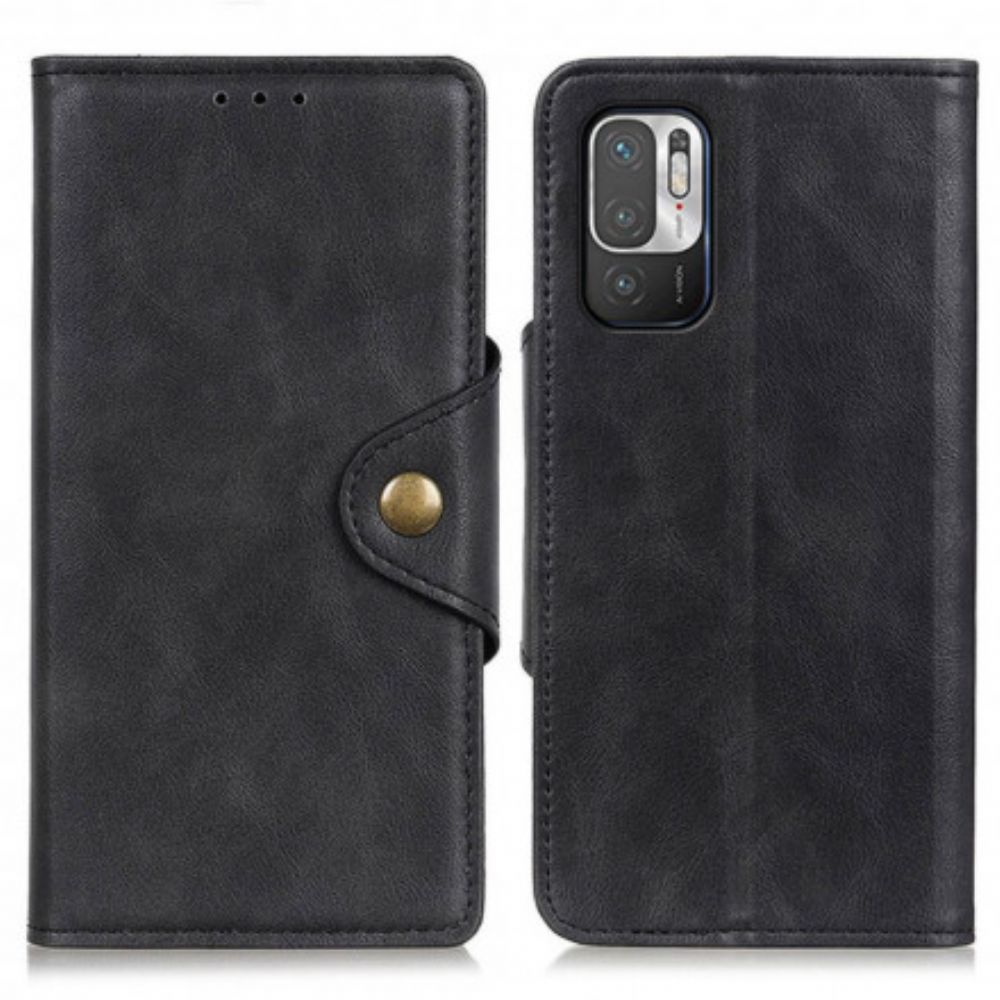 Flip Case voor Xiaomi Redmi Note 10 5G / Poco M3 Pro 5G Knoop Van Kunstleer