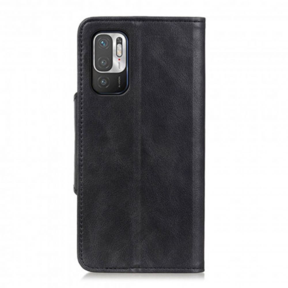 Flip Case voor Xiaomi Redmi Note 10 5G / Poco M3 Pro 5G Knoop Van Kunstleer