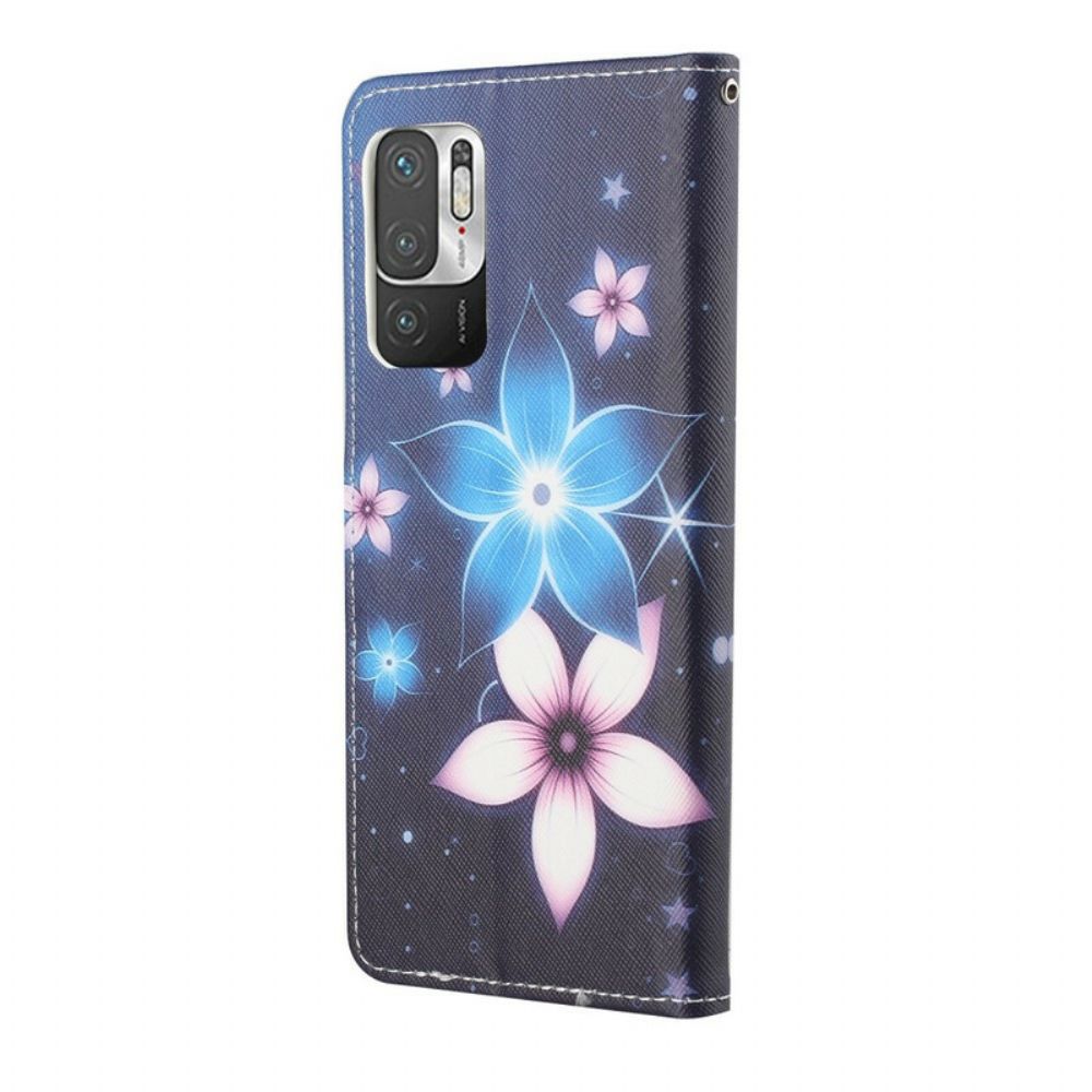 Flip Case voor Xiaomi Redmi Note 10 5G / Poco M3 Pro 5G Met Ketting Maanbloemband