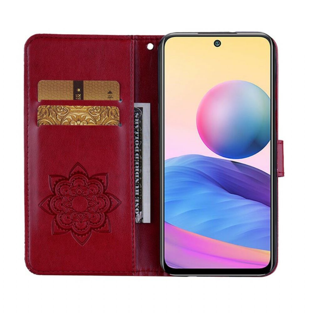 Flip Case voor Xiaomi Redmi Note 10 5G / Poco M3 Pro 5G Uil En Lanyard