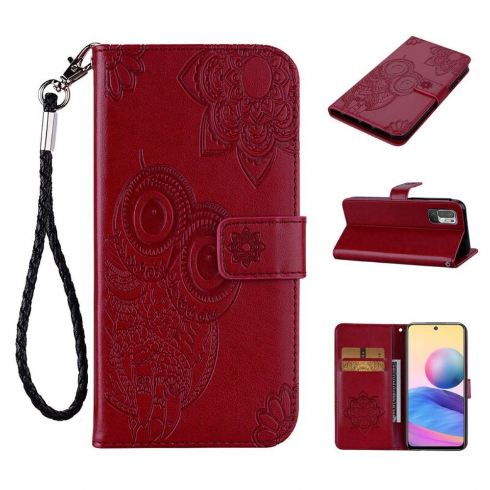 Flip Case voor Xiaomi Redmi Note 10 5G / Poco M3 Pro 5G Uil En Lanyard