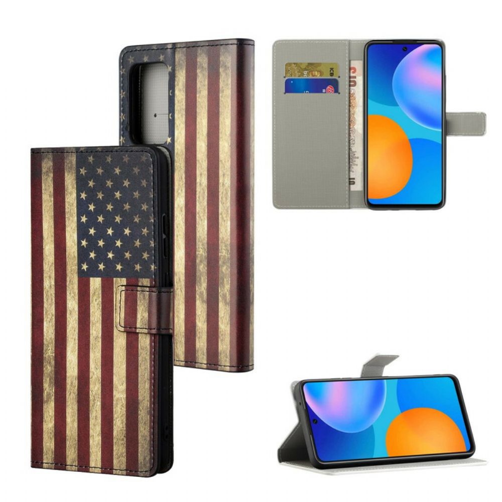 Folio-hoesje voor Xiaomi Redmi Note 10 5G / Poco M3 Pro 5G Amerikaanse Vlag