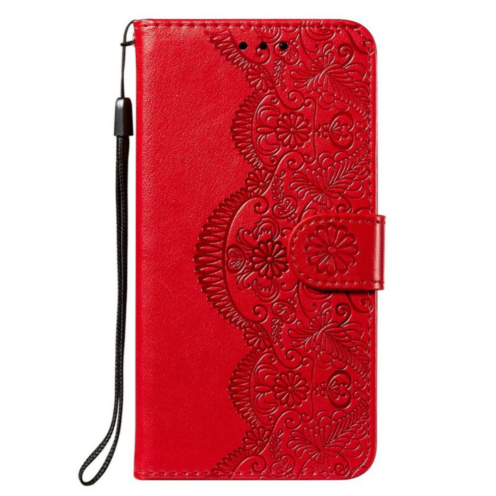 Folio-hoesje voor Xiaomi Redmi Note 10 5G / Poco M3 Pro 5G Bloemborduurwerk