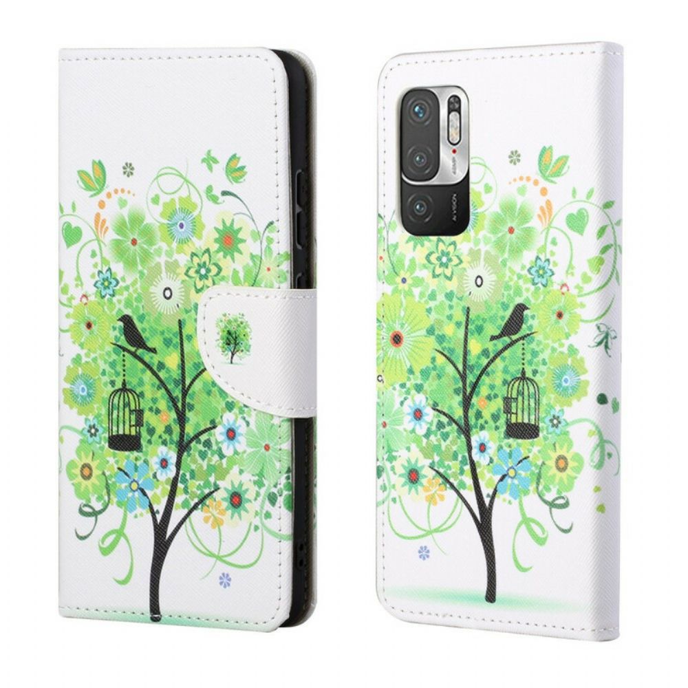 Folio-hoesje voor Xiaomi Redmi Note 10 5G / Poco M3 Pro 5G Groene Loofboom