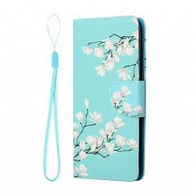 Folio-hoesje voor Xiaomi Redmi Note 10 5G / Poco M3 Pro 5G Met Ketting Thong Bloemenboom