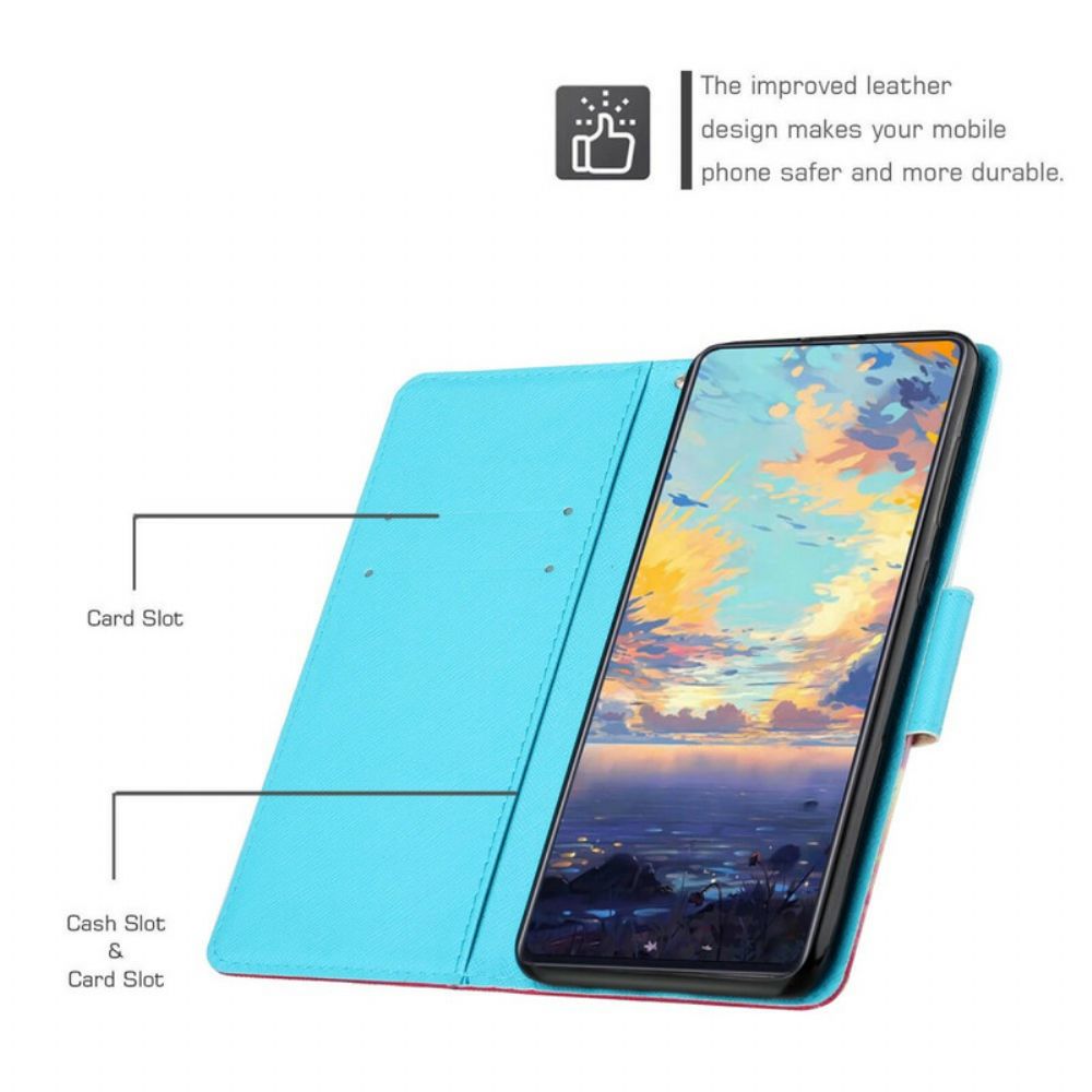 Folio-hoesje voor Xiaomi Redmi Note 10 5G / Poco M3 Pro 5G Met Ketting Thong Bloemenboom