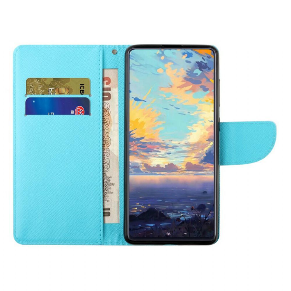 Folio-hoesje voor Xiaomi Redmi Note 10 5G / Poco M3 Pro 5G Met Ketting Thong Bloemenboom