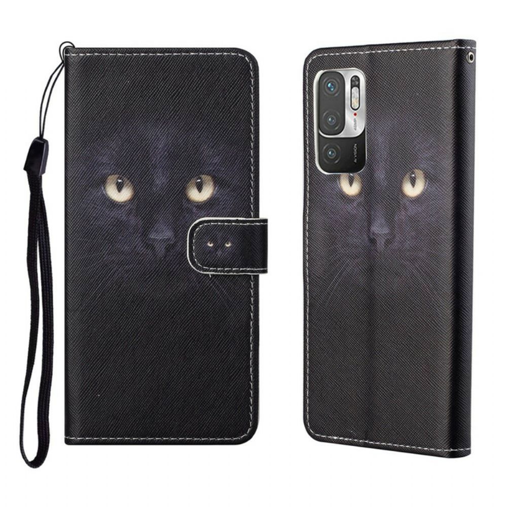 Folio-hoesje voor Xiaomi Redmi Note 10 5G / Poco M3 Pro 5G Met Ketting Thong Kattenogen