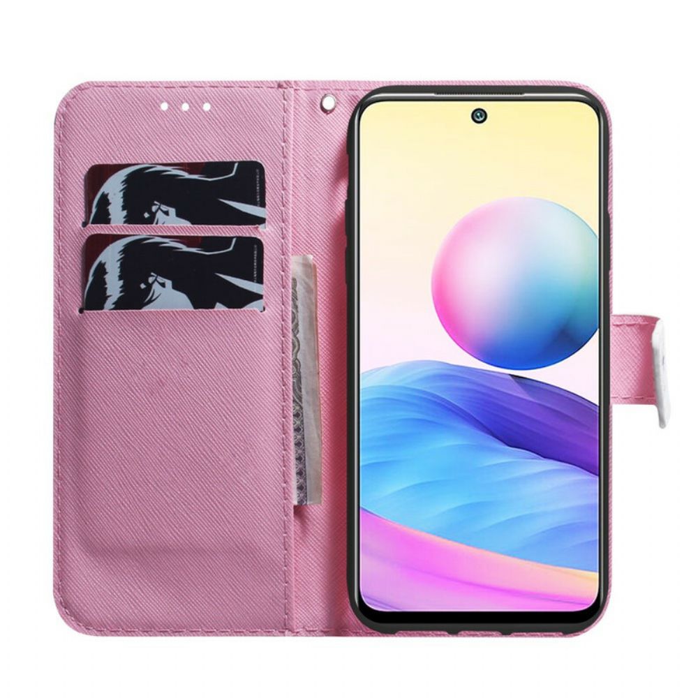 Folio-hoesje voor Xiaomi Redmi Note 10 5G / Poco M3 Pro 5G Oude Roze Bloem