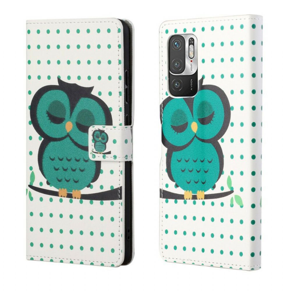 Folio-hoesje voor Xiaomi Redmi Note 10 5G / Poco M3 Pro 5G Slapende Uil