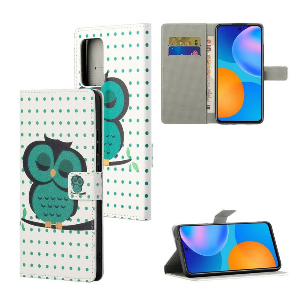 Folio-hoesje voor Xiaomi Redmi Note 10 5G / Poco M3 Pro 5G Slapende Uil