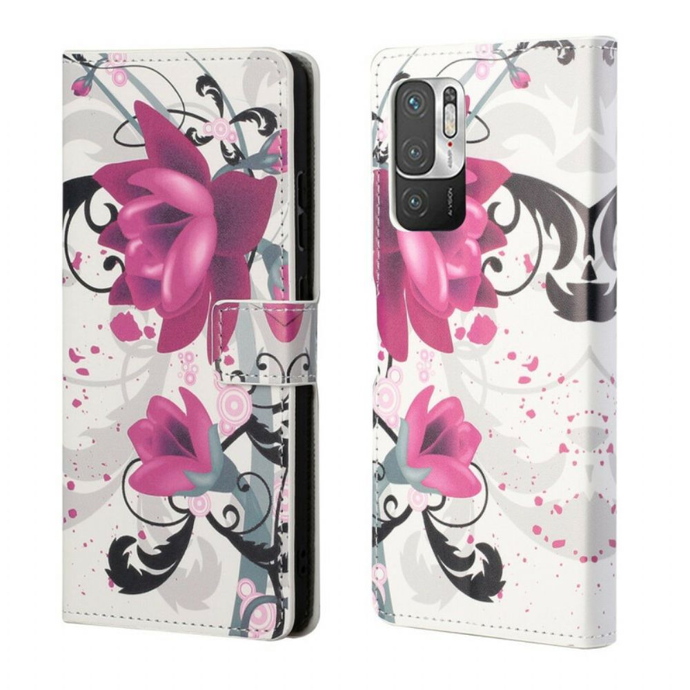 Folio-hoesje voor Xiaomi Redmi Note 10 5G / Poco M3 Pro 5G Tropische Bloemen