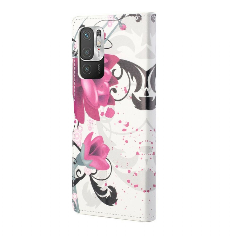 Folio-hoesje voor Xiaomi Redmi Note 10 5G / Poco M3 Pro 5G Tropische Bloemen