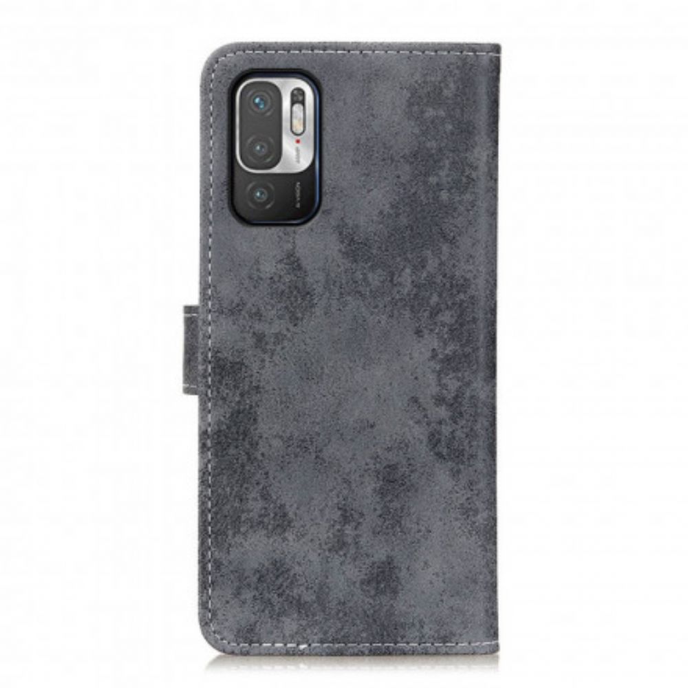 Folio-hoesje voor Xiaomi Redmi Note 10 5G / Poco M3 Pro 5G Vintage Leereffect