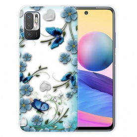 Hoesje voor Xiaomi Redmi Note 10 5G / Poco M3 Pro 5G Retro Vlinders En Bloemen