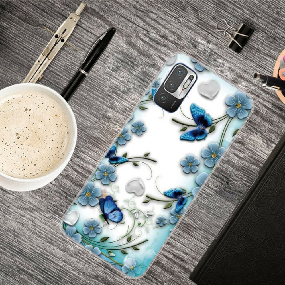 Hoesje voor Xiaomi Redmi Note 10 5G / Poco M3 Pro 5G Retro Vlinders En Bloemen