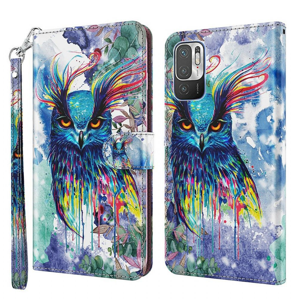 Leren Hoesje voor Xiaomi Redmi Note 10 5G / Poco M3 Pro 5G Aquarel Vogel