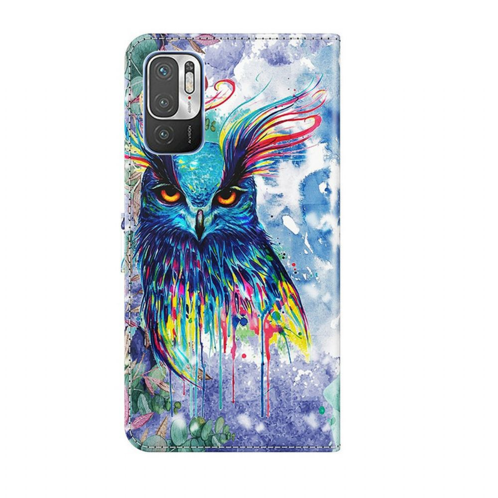 Leren Hoesje voor Xiaomi Redmi Note 10 5G / Poco M3 Pro 5G Aquarel Vogel