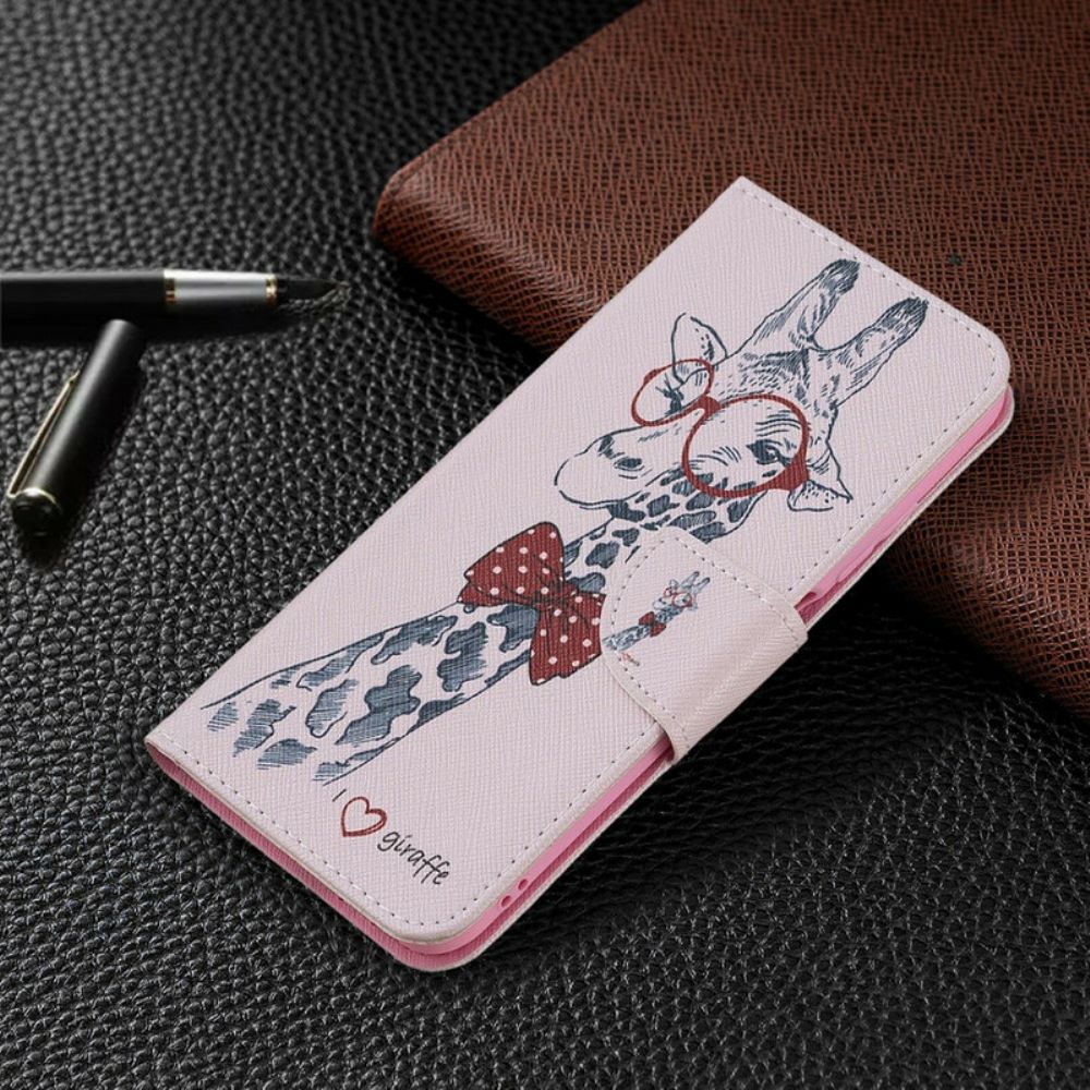 Leren Hoesje voor Xiaomi Redmi Note 10 5G / Poco M3 Pro 5G Nerdy Giraf