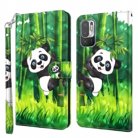 Leren Hoesje voor Xiaomi Redmi Note 10 5G / Poco M3 Pro 5G Panda En Bamboe