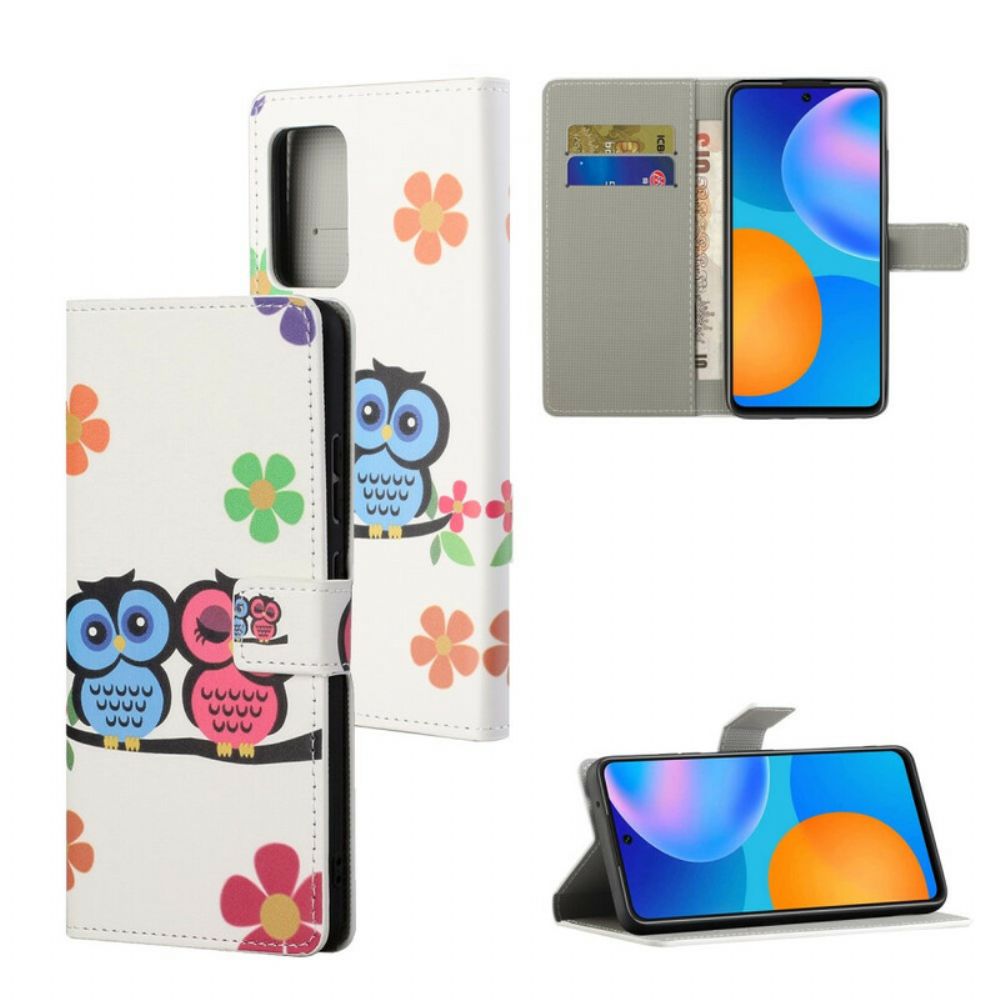 Leren Hoesje voor Xiaomi Redmi Note 10 5G / Poco M3 Pro 5G Uilenfamilie