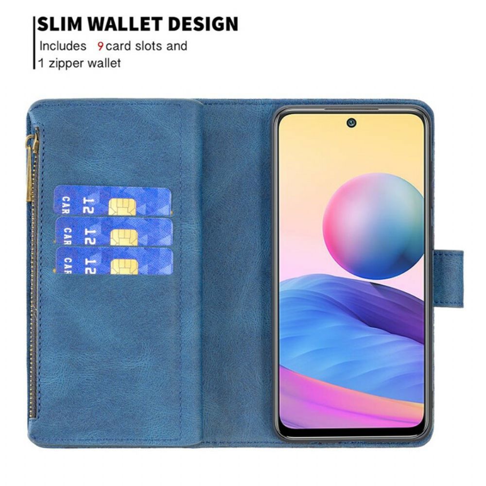 Leren Hoesje voor Xiaomi Redmi Note 10 5G / Poco M3 Pro 5G Zip Pocket Vlinder