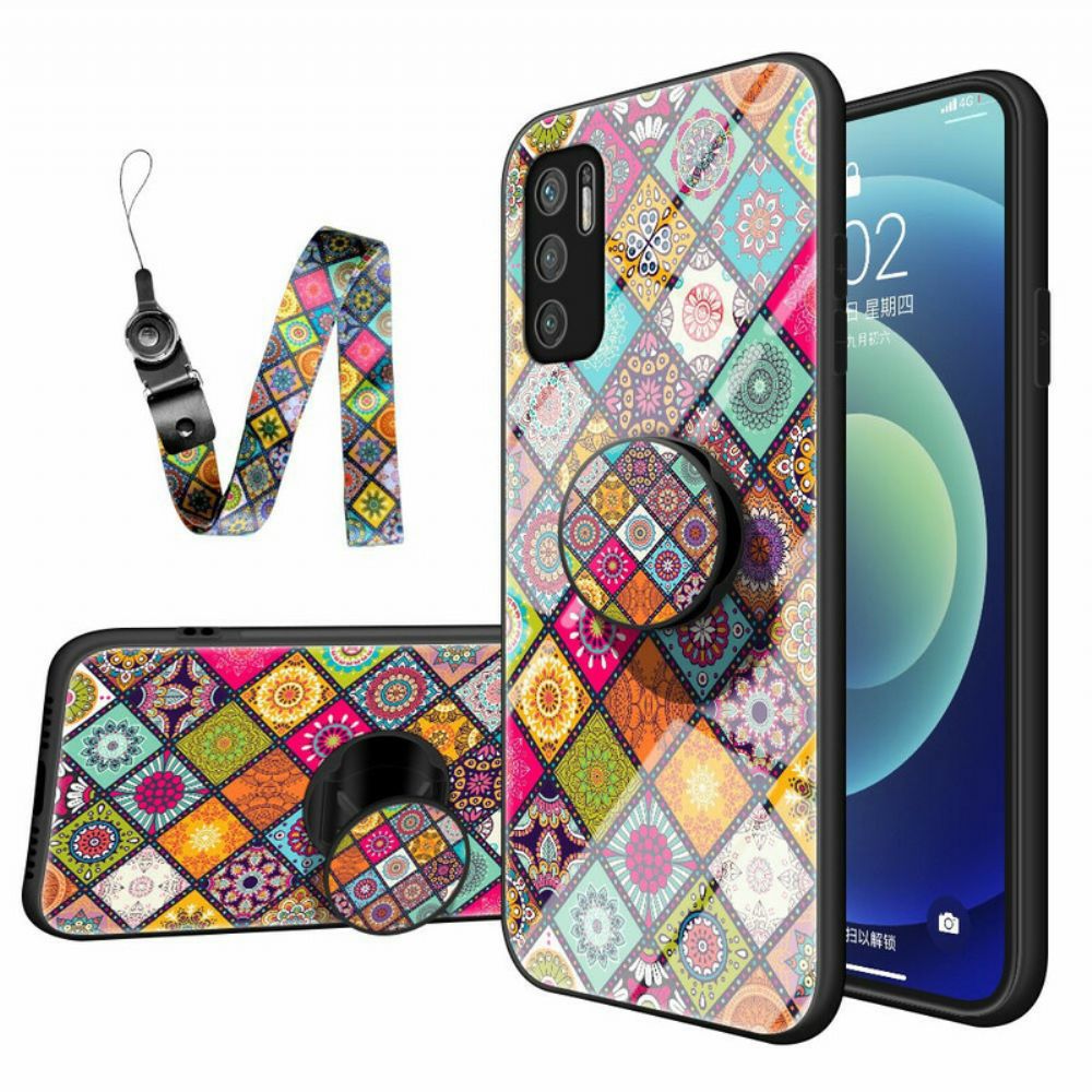 Telefoonhoesje voor Xiaomi Redmi Note 10 5G / Poco M3 Pro 5G Magnetische Patchwork Houder