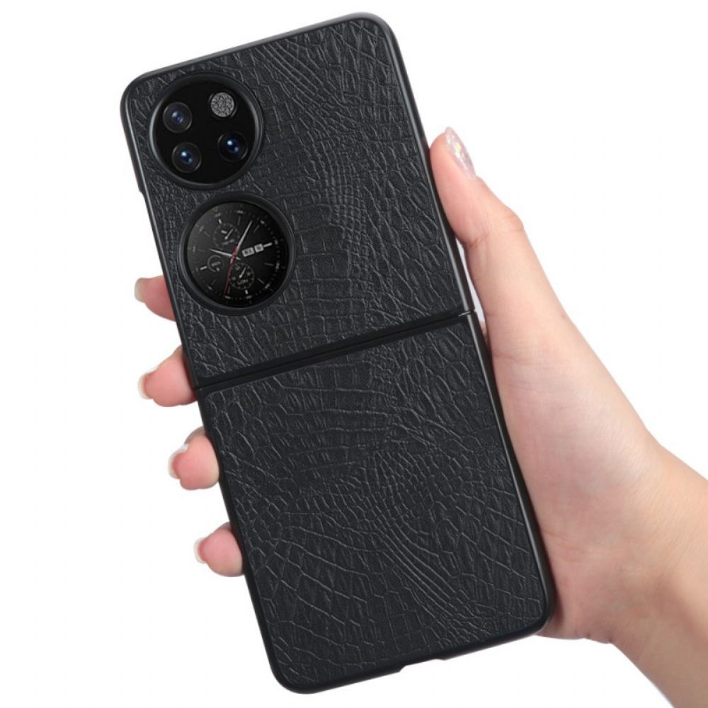 Hoesje voor Huawei P50 Pocket Krokodillenleer Textuur