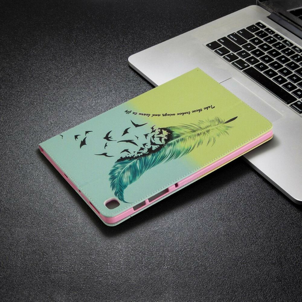 Cover voor Samsung Galaxy Tab S6 Lite Leren Vliegen Met Veren