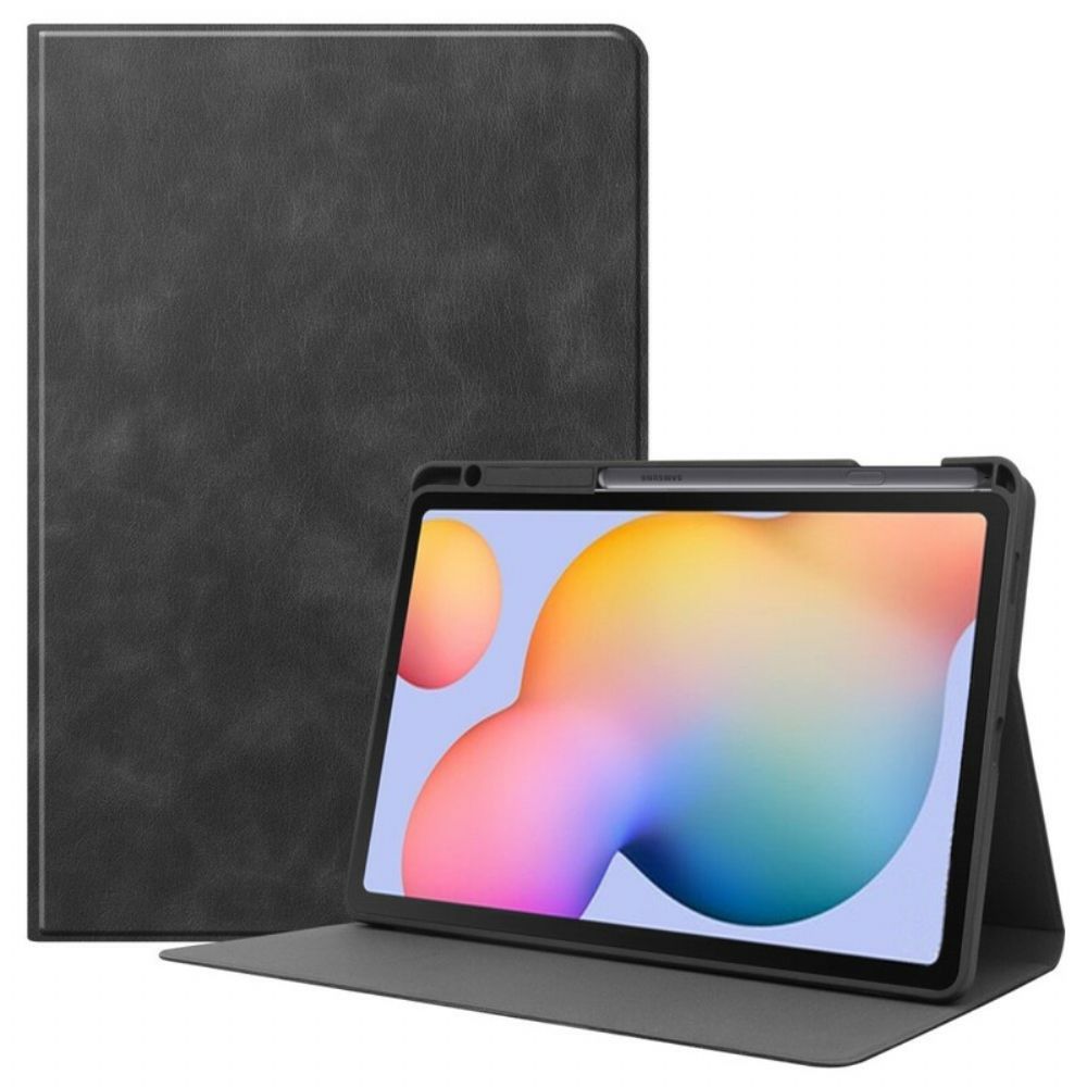 Cover voor Samsung Galaxy Tab S6 Lite Stylushouder Met Leereffect