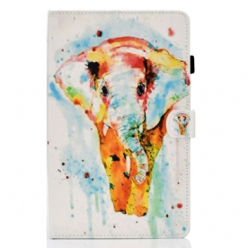 Leren Hoesje voor Samsung Galaxy Tab S6 Lite Aquarel Olifant