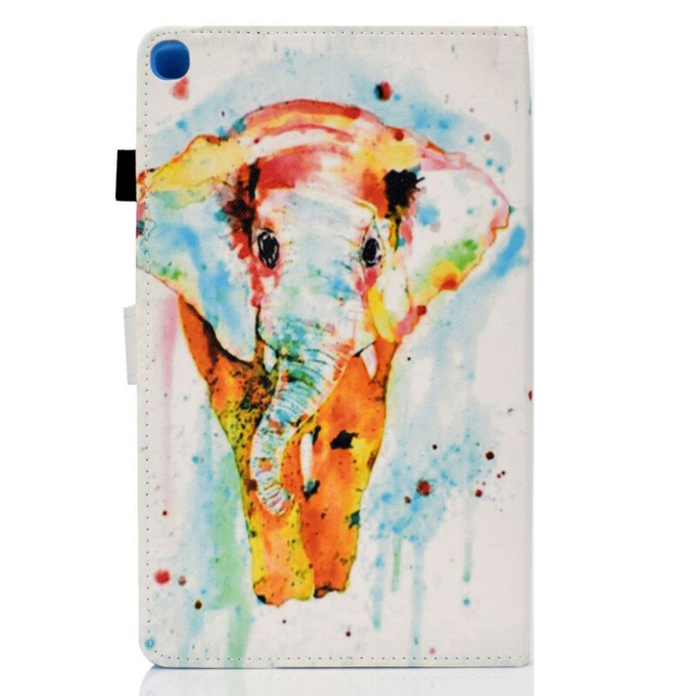 Leren Hoesje voor Samsung Galaxy Tab S6 Lite Aquarel Olifant