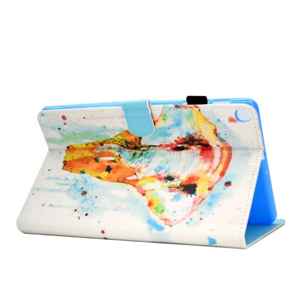 Leren Hoesje voor Samsung Galaxy Tab S6 Lite Aquarel Olifant