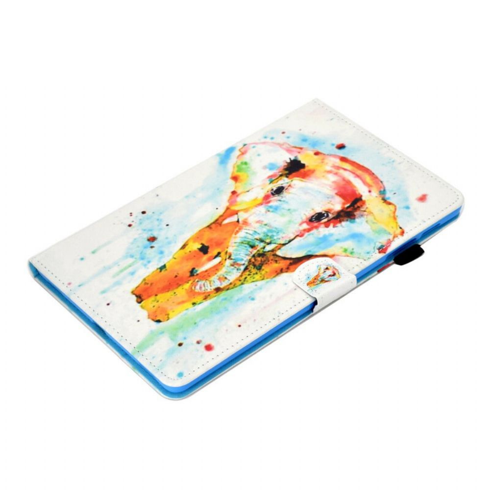 Leren Hoesje voor Samsung Galaxy Tab S6 Lite Aquarel Olifant