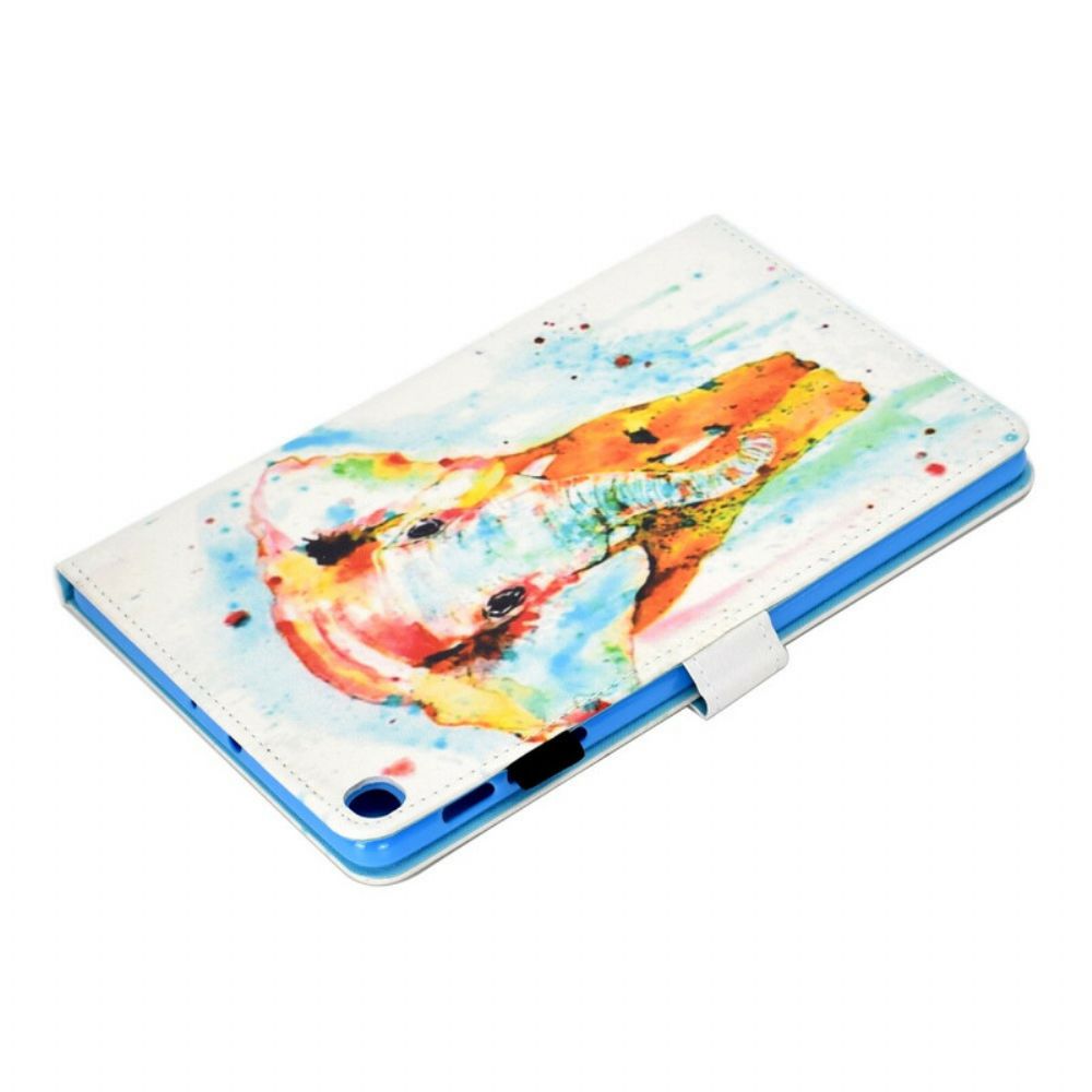 Leren Hoesje voor Samsung Galaxy Tab S6 Lite Aquarel Olifant