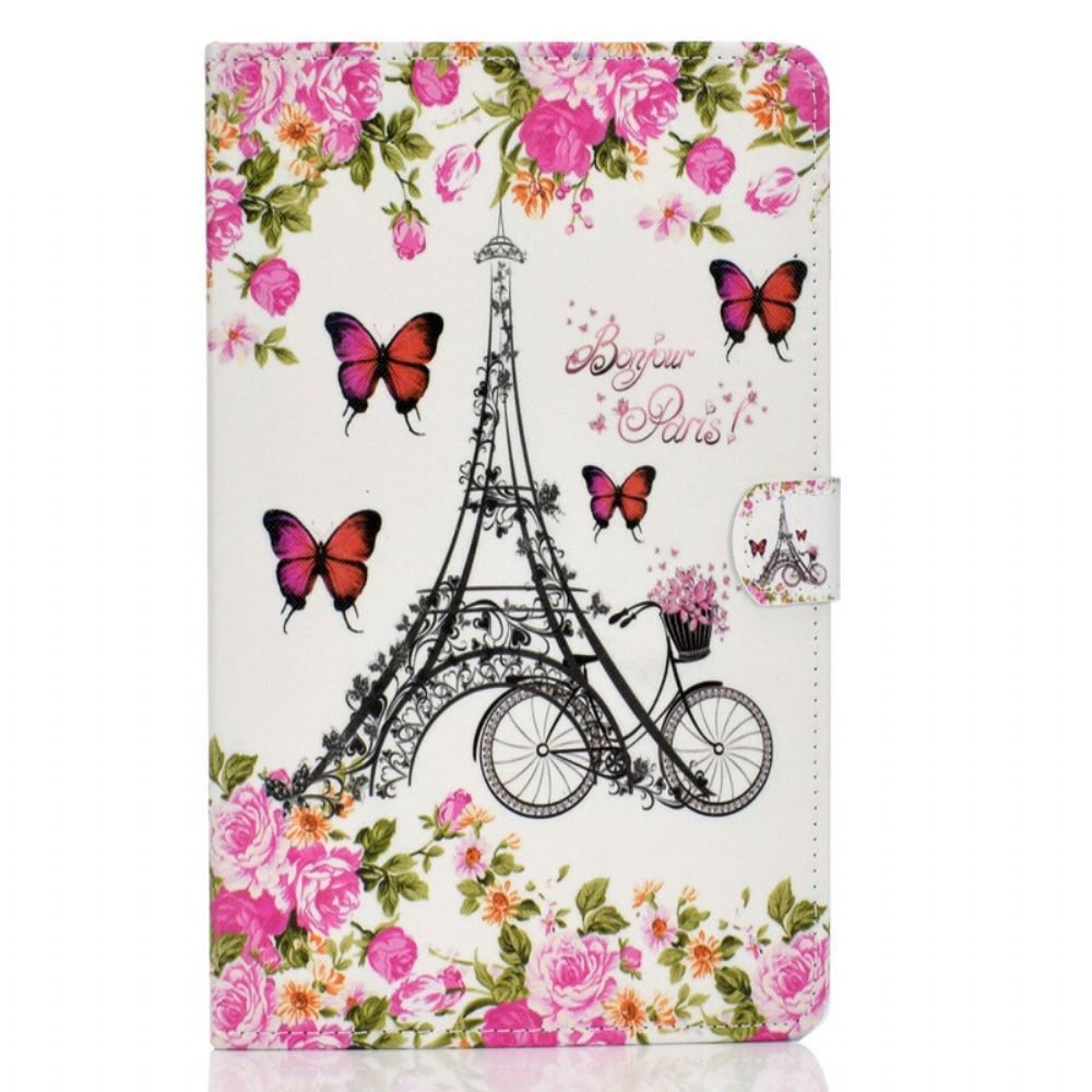 Leren Hoesje voor Samsung Galaxy Tab S6 Lite Eiffeltoren Fiets