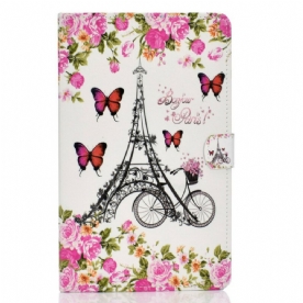 Leren Hoesje voor Samsung Galaxy Tab S6 Lite Eiffeltoren Fiets